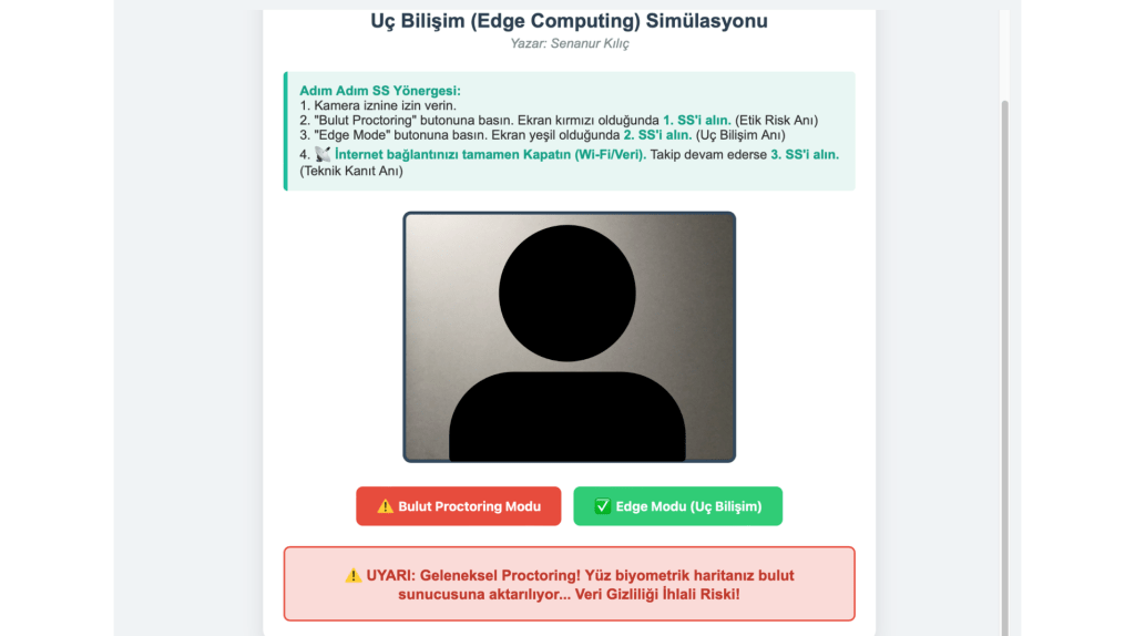 Bulut proctoring veri ihlali simülasyon ekranı