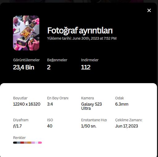 Pexels gıda görseli metadata ve cihaz bilgileri dökümü". Bu, Yoast SEO'nun yeşil ışığını korumana yardımcı olur.